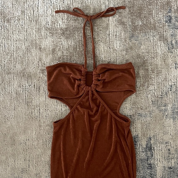 Vienna Cut Out Bronze Slit Maxi Semi Sheer - Picture 9 of 15